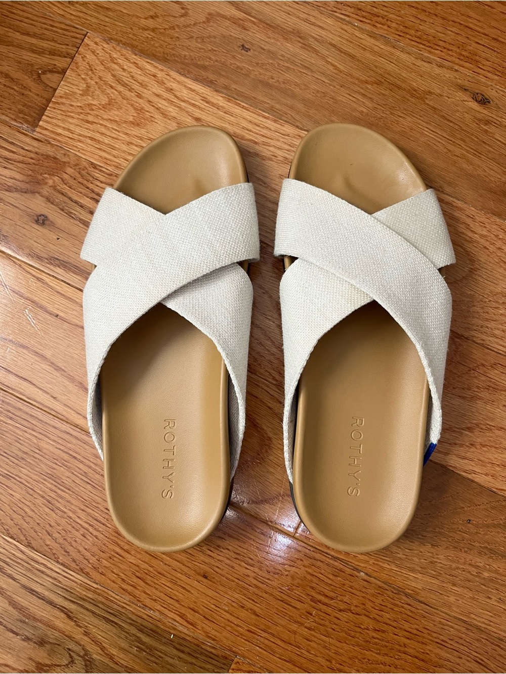 Rothy's Women's Crisscross Slide Sandal in Beige and Tan - Picture 2 of 3